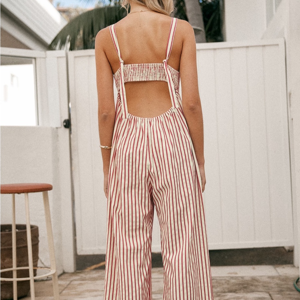 Cupshe Red and White Striped Jumpsuit - Picture 2 of 5